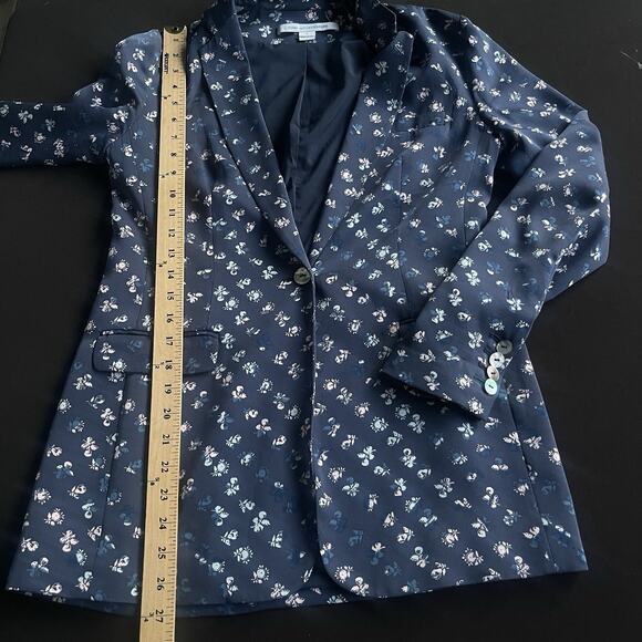 DVF Diane Von Furstenberg Womens Silk Floral Blazer Size 2 Blue Lined Casual - Picture 11 of 12